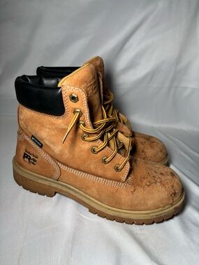 Timberland Wheat Leather Men's Work Boots with Black Collar